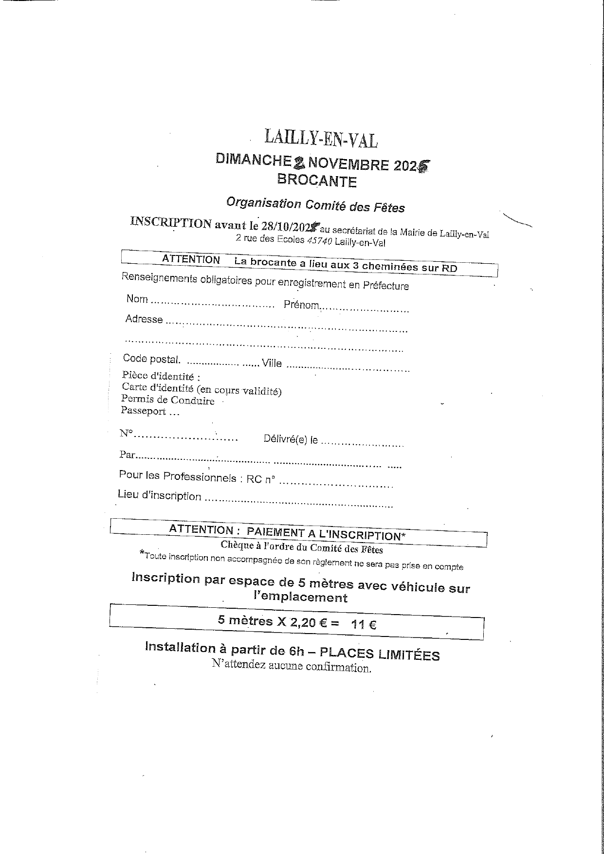 Bulletin inscription 2025